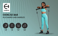 Kit de barre Pilates avec bandes de résistance ajustables Bâton de pilates d'exercice portable à 3 sections