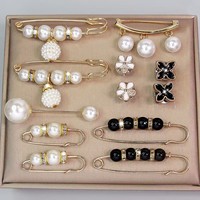 Lot de 8 Broches Perle pour Fixation de Vêtements, Accessoires de Mode Femme pour Vêtements et Hijab