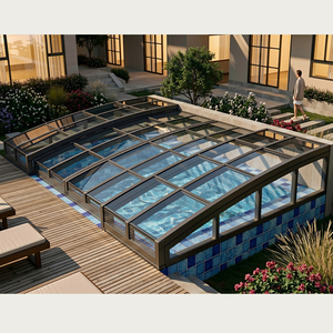 Cubierta Retráctil Personalizada para Piscina, Casa de Cristal con Techo Deslizante de Aluminio, Solárium Impermeable para Todas las Estaciones, Protección Exterior contra la Lluvia - Product Image 4