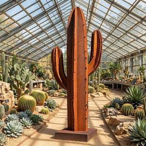 Sculpture de cactus Saguaro en acier corten, style minimaliste industriel, paysage désertique, taille personnalisée, sculpture de jardin - Product Image 3