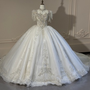 Vestido de Novia de Lujo Xs309 con Bordado Parisino, Cuello Alto con Cuentas de Cristal, Vestido de Gala con Diseño de la Torre Eiffel, Hecho a Medida por Jancember - Product Image 1