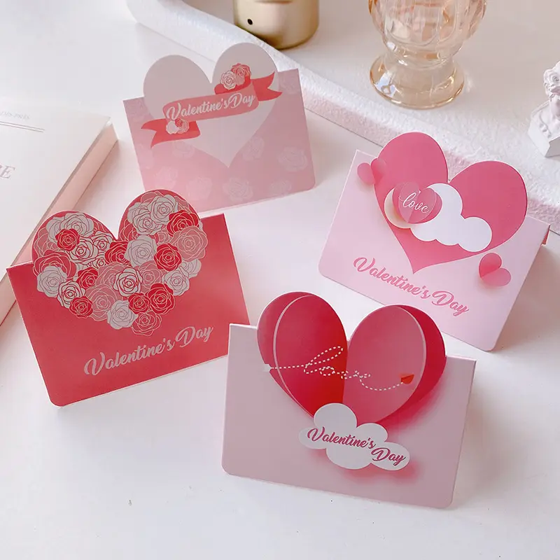 Lãng mạn thẻ giấy pop-up tình yêu trái tim kỷ niệm ngày Valentine thiệp chúc mừng