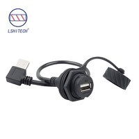 Cable de Extensión Electrónico de Aviación Lshitech Industrial IP68 a Prueba de Agua, Conectores USB 2.0 Macho/Hembra, Transmisión de Datos, 0.3-1m