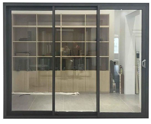 Puertas corredizas de aluminio panorámicas de excelente calidad Pantalla de vidrio impermeable Malla Tres pistas Puertas de patio al ras Jardín interior - Product Image 4