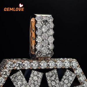 GEMLOVE Vente en gros Pendentif flocon de neige hexagonal en cristal de glace Diamant de laboratoire Bijoux Hip-Hop pour hommes - Product Image 2