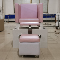Base en bois banc de pédicure en cuir rose station de pédicure moderne massage spa des pieds