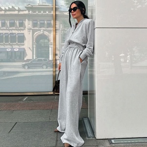 Conjunto de Dos Piezas Casual de Moda para <span class=keywords><strong>Mujer</strong></span>, Sudadera con Capucha <span class=keywords><strong>Gris</strong></span> Estilo Europeo y Americano, Primavera-Verano 2026 - Product Image 2