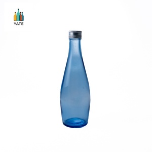 Gota de agua cónica redonda de cuello largo 300ml 500ml 750ml botellas de vidrio azul de agua de <span class=keywords><strong>Soda</strong></span> con estampado en caliente Serigrafía - Product Image 1