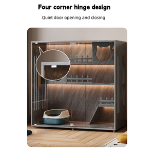 Casa de gato de madera interior grande nueva llegada de moda Moderna villa de gato personalizable para sala de estar patrón de animales - Product Image 5