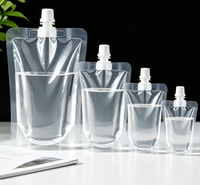 En stock : Pochettes à boisson transparentes écologiques avec bec verseur, sachets souples personnalisés pour jus, eau et autres boissons