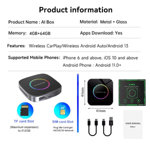 BoYi Ai Carplay Box 4GB+64GB Metal Glass 5GHz WiFi 1 Año de Garantía Anillo de Luz LED Android Auto Carplay Inalámbrico Certificado CE - Product Image 3