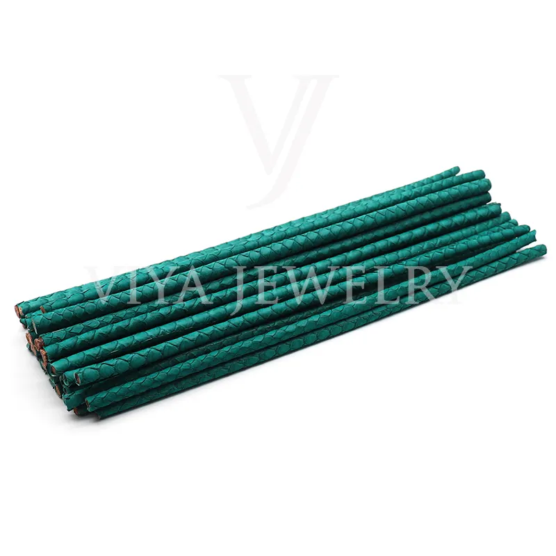 Viya Jewelry Wholesale Christmas Tiff Green 4mm 5mm 6mm Genuine Python Leather Cord for Luxury Jewelry Making