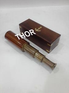 Telescopio de latón náutico con acabado antiguo con ancla de plan, caja de madera, binoculares de madera coleccionables, artículo de regalo - Product Image 2