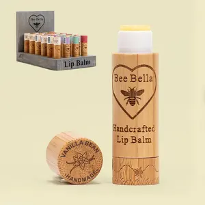 Eco-friendly Natural Cute Empty Bamboo Lip Balm 5g Tube Wooden And Plastic Lipbalm Container Packaging