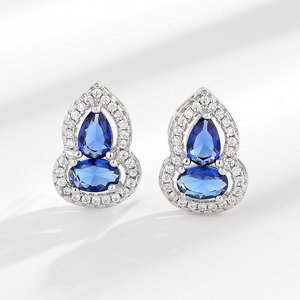 Fábrica pequeña al por mayor 1 Estilo de entrega collar de metal anillo pendientes calabaza azul rhinestone mano accesorio conjunto - Product Image 4