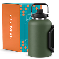 Thermos à double paroi en acier inoxydable avec logo personnalisé, sans BPA, isolation thermique, anti-fuite, bouteille d'eau de 1 gallon pour le camping