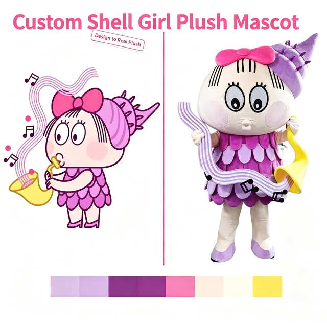 Custom Shell Girl Plush Mascot Stuffed Plush Costume Super Soft Plush for Birthday Kids Activities Brand Promotion