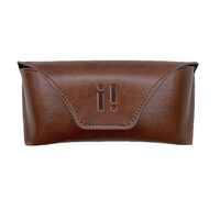 Étui à lunettes de soleil de qualité supérieure - Boîte à lunettes de soleil marron et gris - Sac de rangement rigide en cuir portable et résistant