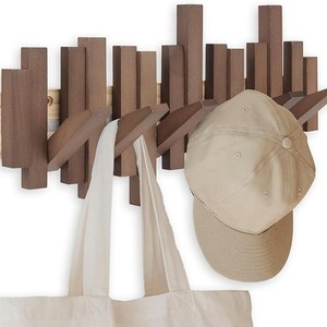 Wooden Coat <b>Hook</b> Wall Mounted Entryway Rack Walnut Wood Single <b>Hook</b> For Coat And Cap Behind Doors On Walls - Product Image 5