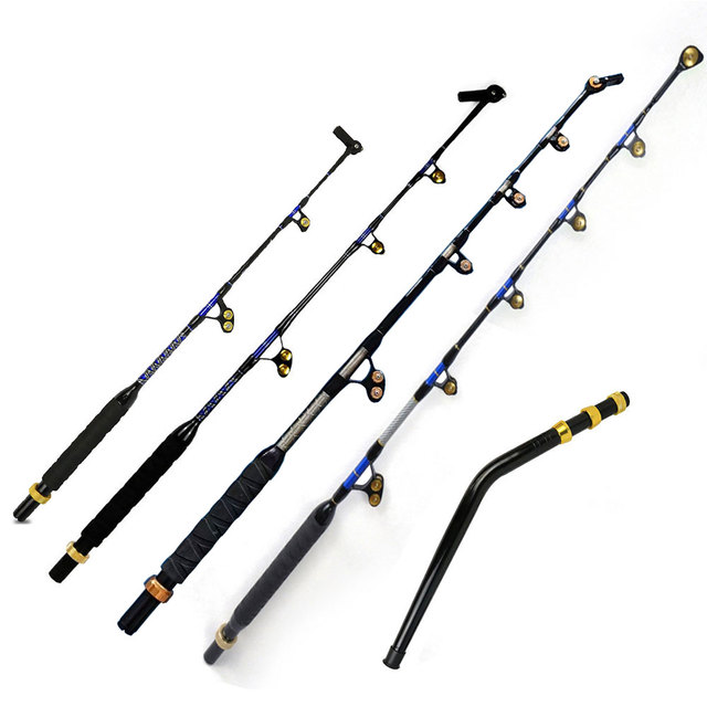 Saltwater Heavy Trolling Fishing Rods Roller Guide 80-130lbs Metal Butt Handle Deep Sea Fishing Trolling Rods for Tuna