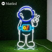 Letrero Luminoso LED de Astronauta |   Lámpara de Neón de Silicona Acrílica con Impresión UV para Habitación Infantil, Decoración de Pared para Sala de Juegos de Ciencia Ficción