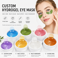 Masque pour les yeux en hydrogel personnalisé, patchs pour les yeux multicolores à étiquette privée avec acide hyaluronique, collagène, peptides, niacinamide, soin à l'aloe vera