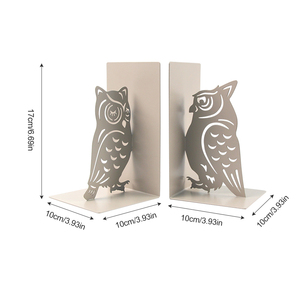 Custom Wholesale Decorative Iron Metal Non-skid Owl <b>Book</b> Ends for Shelves Home Office <b>School</b> - Product Image 3