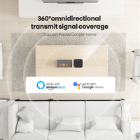 Télécommande universelle infrarouge WiFi Tuya pour téléviseur et climatiseur, avec apprentissage des codes et contrôle par application smartphone.