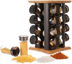Tre thảo mộc gia vị giá đứng với 16 lọ nhà bếp gia vị chủ Organizer gia vị Jar Rack Set gỗ xoay - Product Image 1