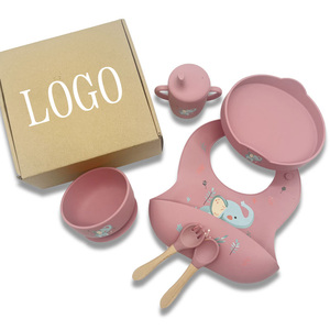 Set de Repas Amusant Imprimé en Silicone pour Bébé, Qualité Alimentaire, Anti-débordement, Bol, Bavoirs, Tasse, Assiettes à <span class=keywords><strong>Ventouse</strong></span>, Cuillère et Fourchettes pour Enfants 0-12 Mois - Product Image 6