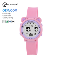 Montre MINGRUI pour Enfants Filles 36MM Ours Cartoon Légère 14G Autonomie 2 ans Alarme Silencieuse M1 UM Bracelet TPU Étudiants ODM