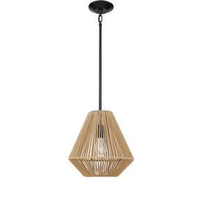 Vintage Rattan Pendant <b>Light</b> Woven Hemp <b>Rope</b> Hanging Lamp Industrial Boho Indoor Chandelier Cone Shade - Product Image 1
