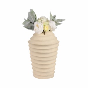 Vaso Scultoreo Scanalato Ecomix, Vaso Moderno per Fiori da Esposizione in Soggiorno con Texture Stratificata - Product Image 2