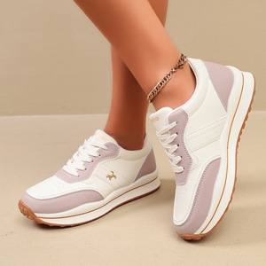 Baskets plateforme color block pour femmes, à lacets, décontractées, rétro, antidérapantes, chaussures de marche athlétiques - Product Image 4