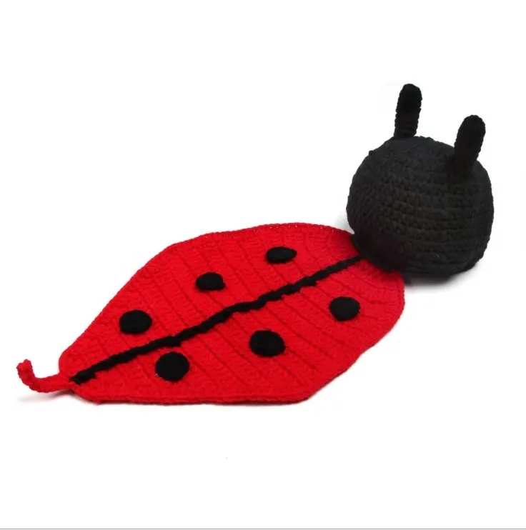 Cute Small ladybug Baby Crochet Knit Costume Photography Props crochet hat