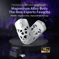 Souris de jeu et de bureau sans fil PAW3950 à triple mode 8K, programmable RGB, avec batterie remplaçable et conception exosquelette creuse, 30000 DPI