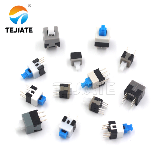Switches White Double-Row Self-Locking Switch With Flat Head and Six Pins 5.8x5.8mm Push Button 3Pin 6 Pin Self-Locking Switch