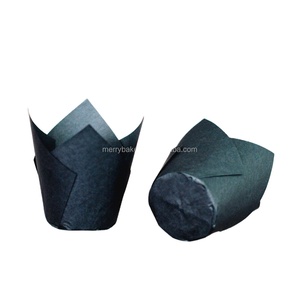 <span class=keywords><strong>Pirottini</strong></span> a Tulipano Neri Antiaderenti per Dolci/<span class=keywords><strong>Muffin</strong></span>/Torte -- Base 2 Pollici - Product Image 1