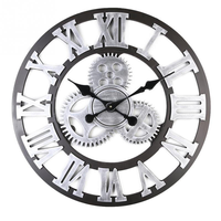 Jam Dinding Kayu Solid Mewah 3D Custom Moving Gear, Jam Dinding Dekorasi Rumah Modern Buatan Tangan OEM
