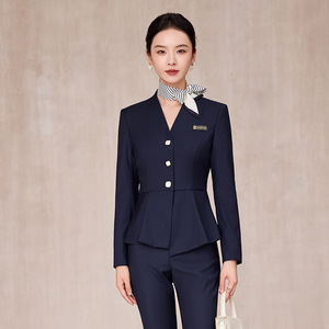 Women's Grey Suit Set Three Quarter Sleeve Anti-Wrinkle Formal Wear For Hotel Receptionists Jewelry Store Beauty Salon Staff - Product Image 3