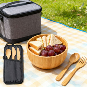 Bol de service en bambou au Design élégant, idéal pour la salade, les fruits, l'acai, les bonbons, pièce maîtresse de décoration de maison et de cuisine, fabriqué à la main - Product Image 5