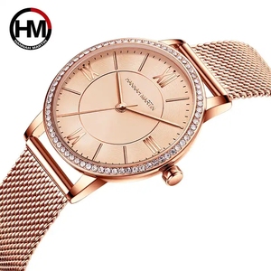 <span class=keywords><strong>Hannah</strong></span> Martin luxe 1072 femmes en acier inoxydable Quartz montre-bracelet diamant 16mm bande dames Bracelet affaires Style fait alliage - Product Image 1