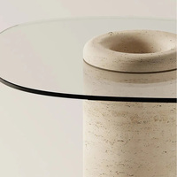 Table d'appoint en verre travertin haut de gamme, table d'appoint multi-scènes pour hôtel/boutique à domicile