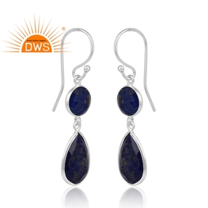 Pendientes de Lapislázuli Natural, Pendientes de Plata de Ley Hechos a Mano, Fabricante de Joyería - Product Image 2