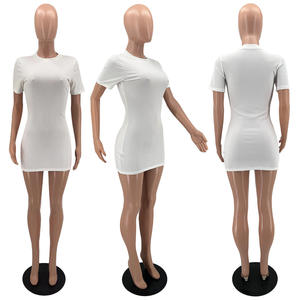 Yaz <span class=keywords><strong>2025</strong></span> kadın kısa kollu şeker renkler rahat elbiseler sıkı seksi Bodycon nervürlü ile örme elbise - Product Image 2