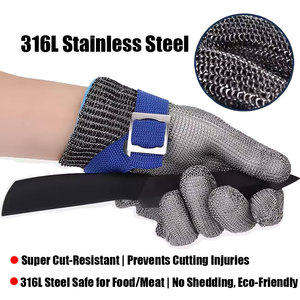 Gants de haute qualité en acier inoxydable de qualité alimentaire, anti-coupure, antidérapants, à texture écaille de poisson, avec bracelet élastique respirant et résistant aux déchirures - Product Image 2