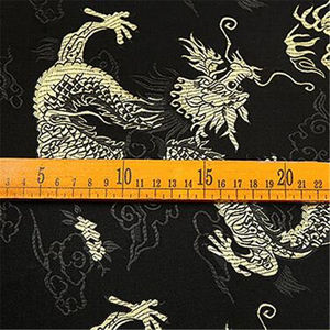 Chinese <strong>Pattern</strong> Polyester Brocade Fabric Jacquard Dragon <strong>Design</strong> Black Gold for Cheongsam - Product Image 6