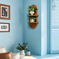 Décoration murale, étagère murale pour plantes marron, décoration moderne du milieu du siècle, étagère suspendue pour plantes, étagères flottantes en bois pour la maison