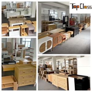 Fabricant d'usine, <span class=keywords><strong>meuble</strong></span> de télévision minimaliste naturel à 4 niveaux en bois manufacturé avec roues pour le salon - Product Image 6