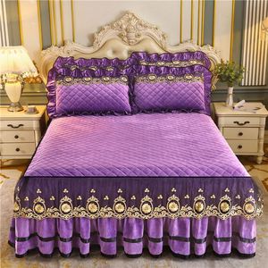 Housse de lit en coton mélangé K1230, couvre-lit élégant pour mariage, pendaison de crémaillère, dentelle, drap-housse en coton, jupe de lit - Product Image 4